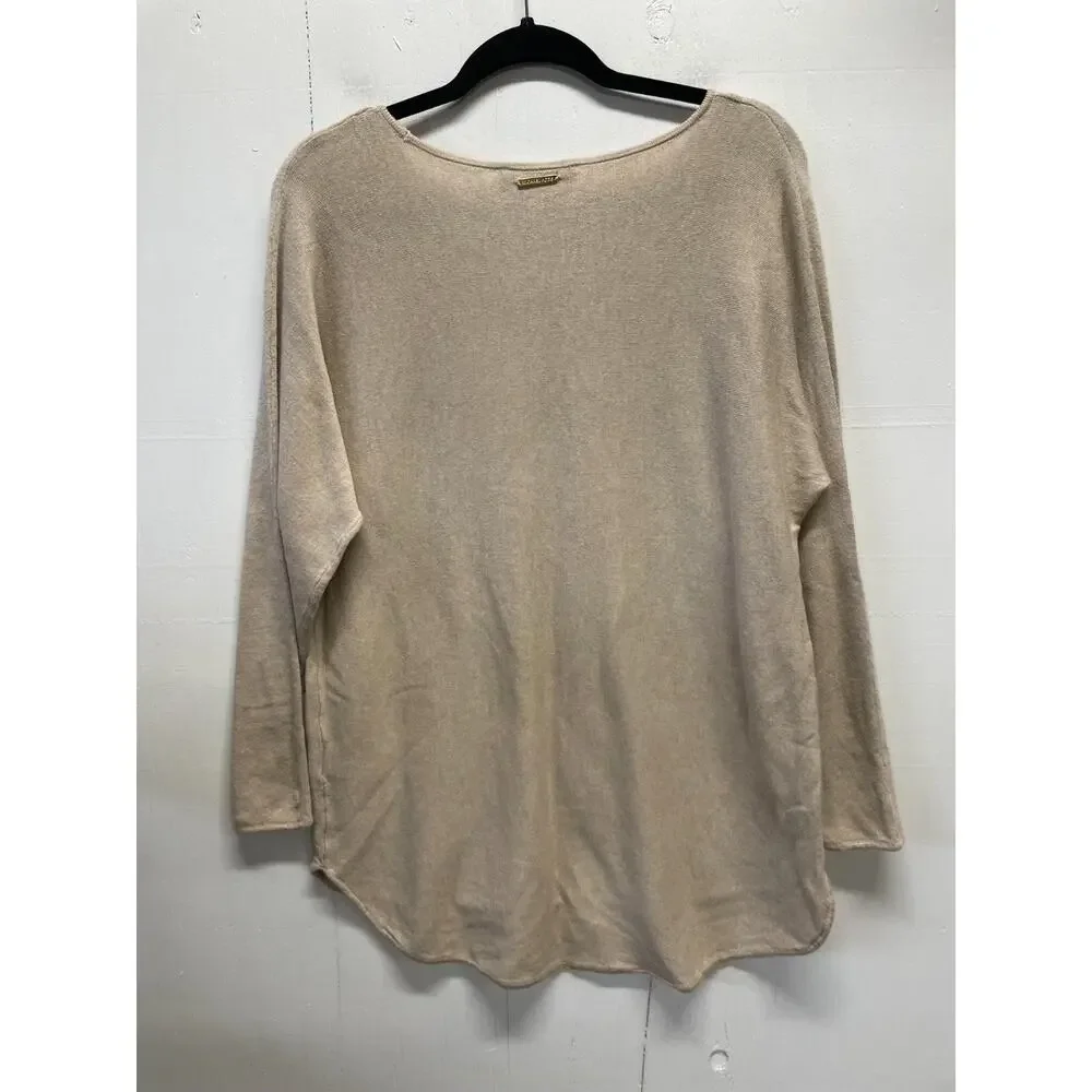 Michael Kors Women's Long Sleeve Beige Knit Sweater High-Low Hem Size Large